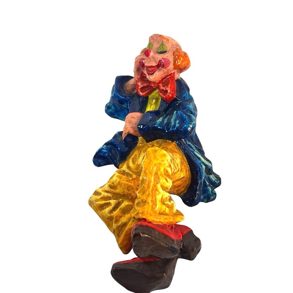 vtg70'sMexican Folk Art Paper Mache Clown Artist Signed Alvarez B-22 10''x 7.5'' - Picture 4 of 9